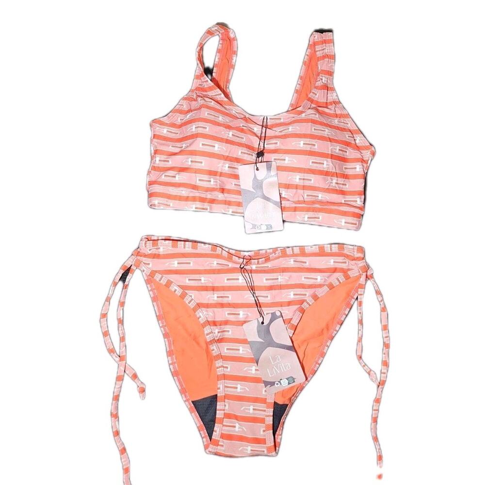 La LiVita Orange Patterned Bikini Set - XS New With Tags Y2k